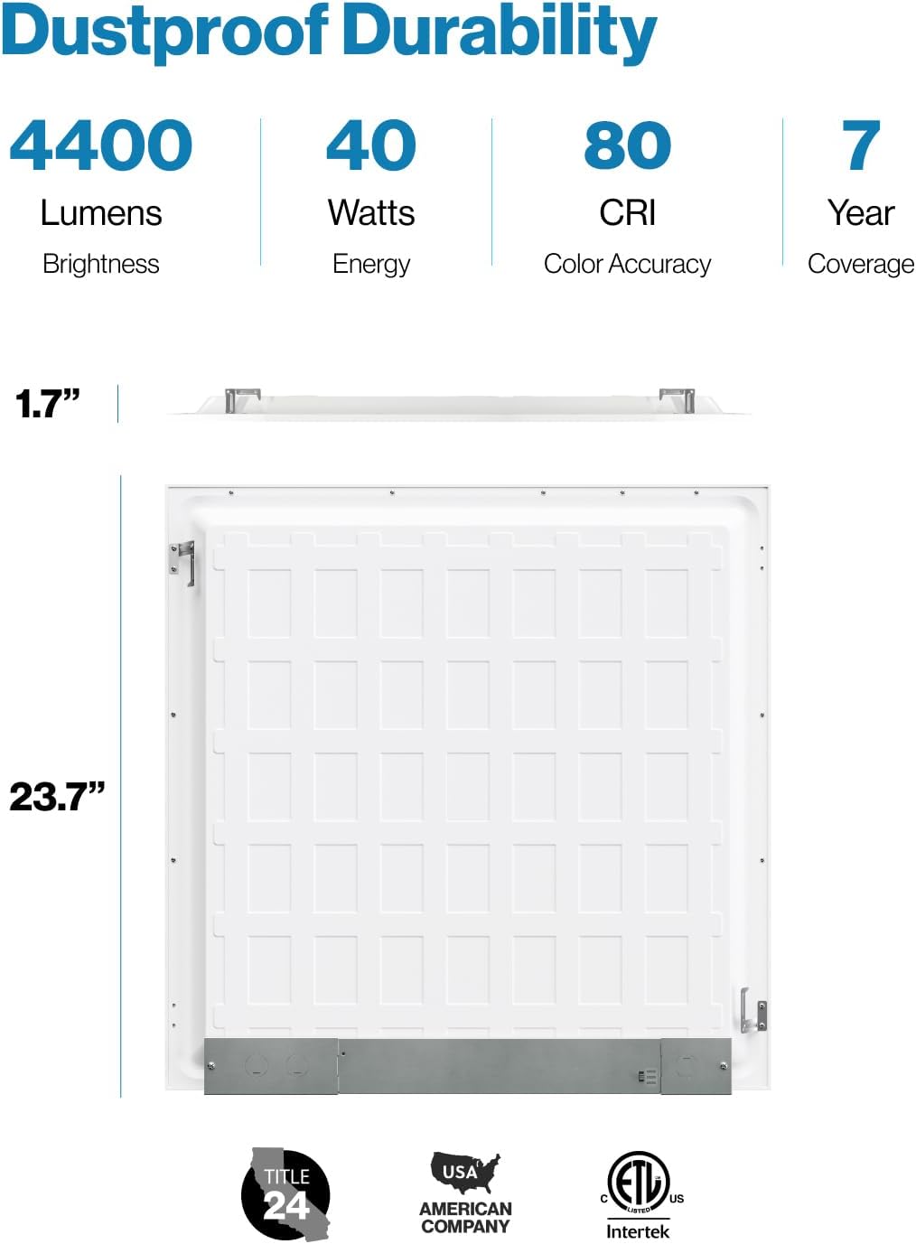 Pack of 6 LED Flat Panel Light 2X2, Selectable Color Temperature 4000K/5000K/6000K, 40W Dimmable 0-10V