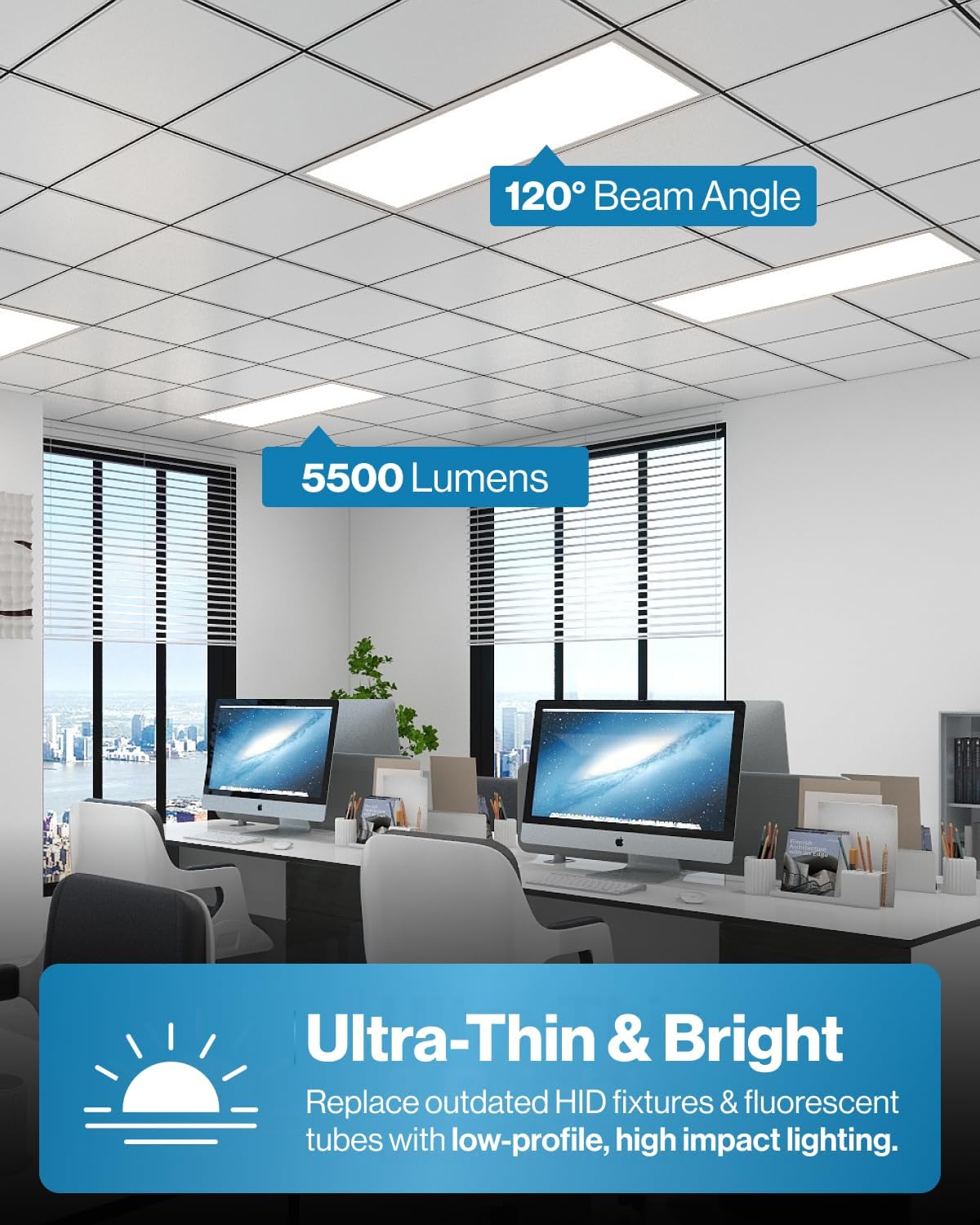 PACK of 4 LED Flat Panel Light 2X4, Selectable Color Temperature 4000K/5000K/6000K, 40W Dimmable 0-10V